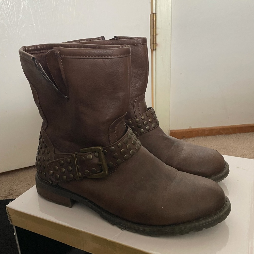 Chocolate Brown Faux Leather Boots